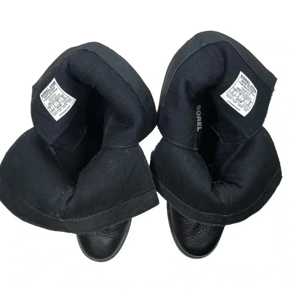 Sorel Phoenix Black Leather Waterptoof Moto Engineer Boot Size 6 - Picture 7 of 10